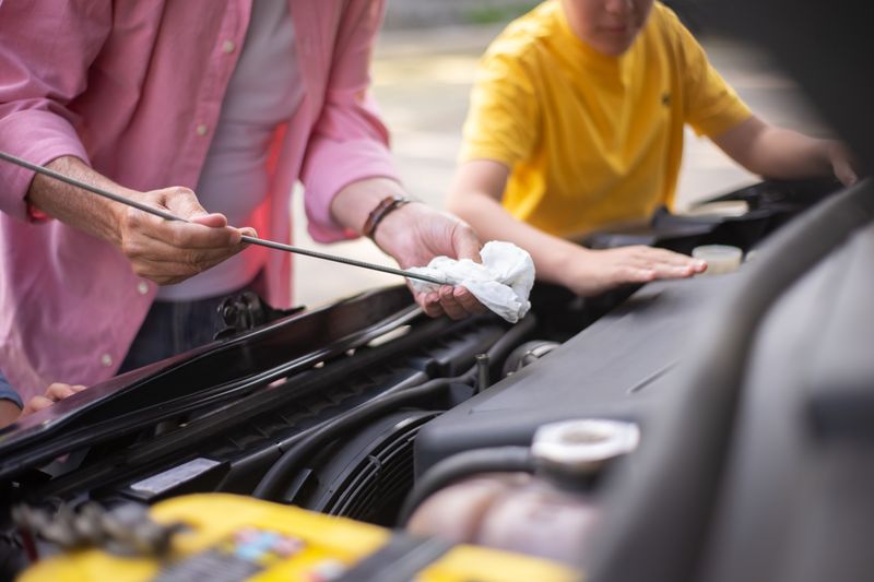 checking the engine oil level